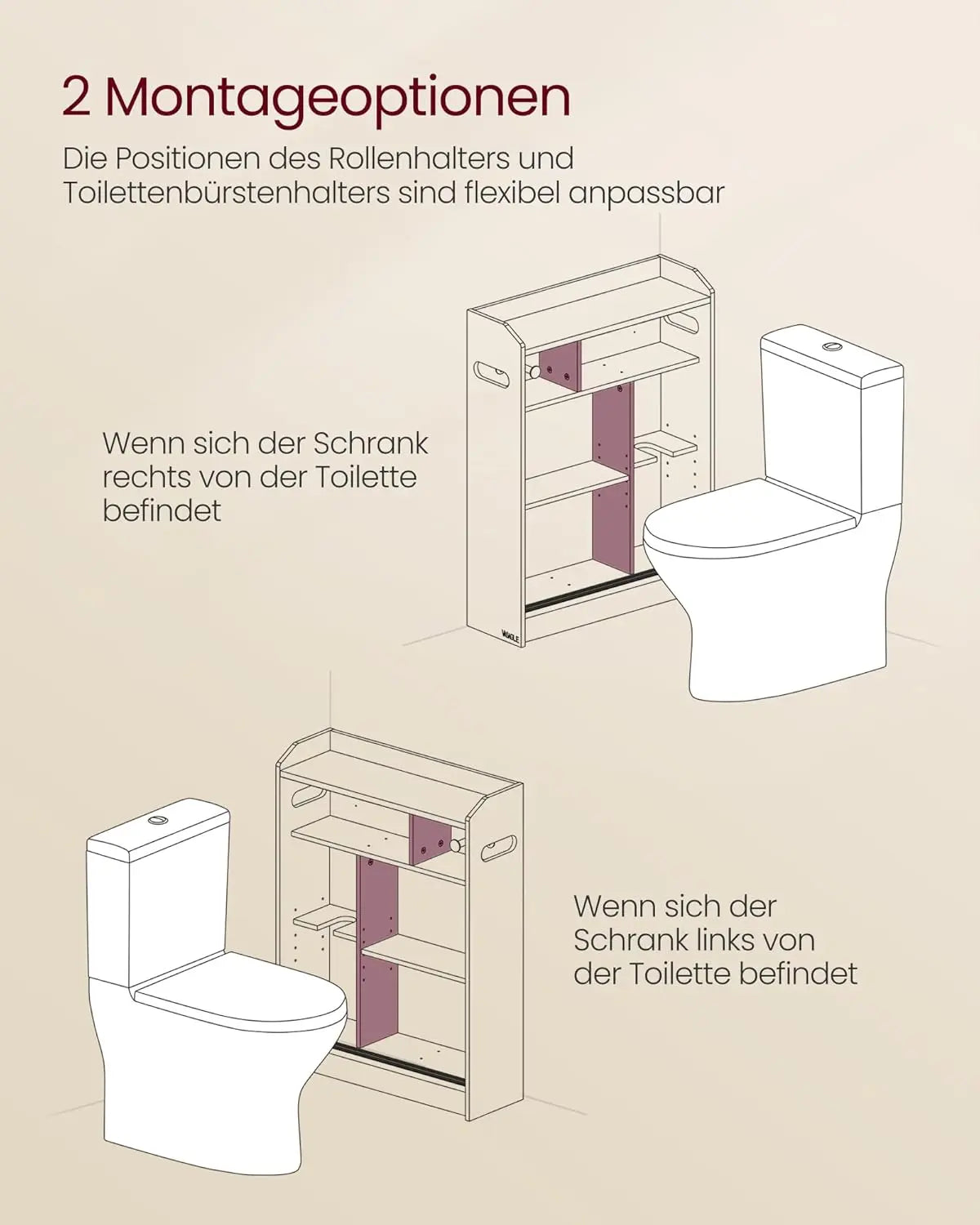 Badezimmerschrank mit Schiebetüren wolkenweiss von Songmics