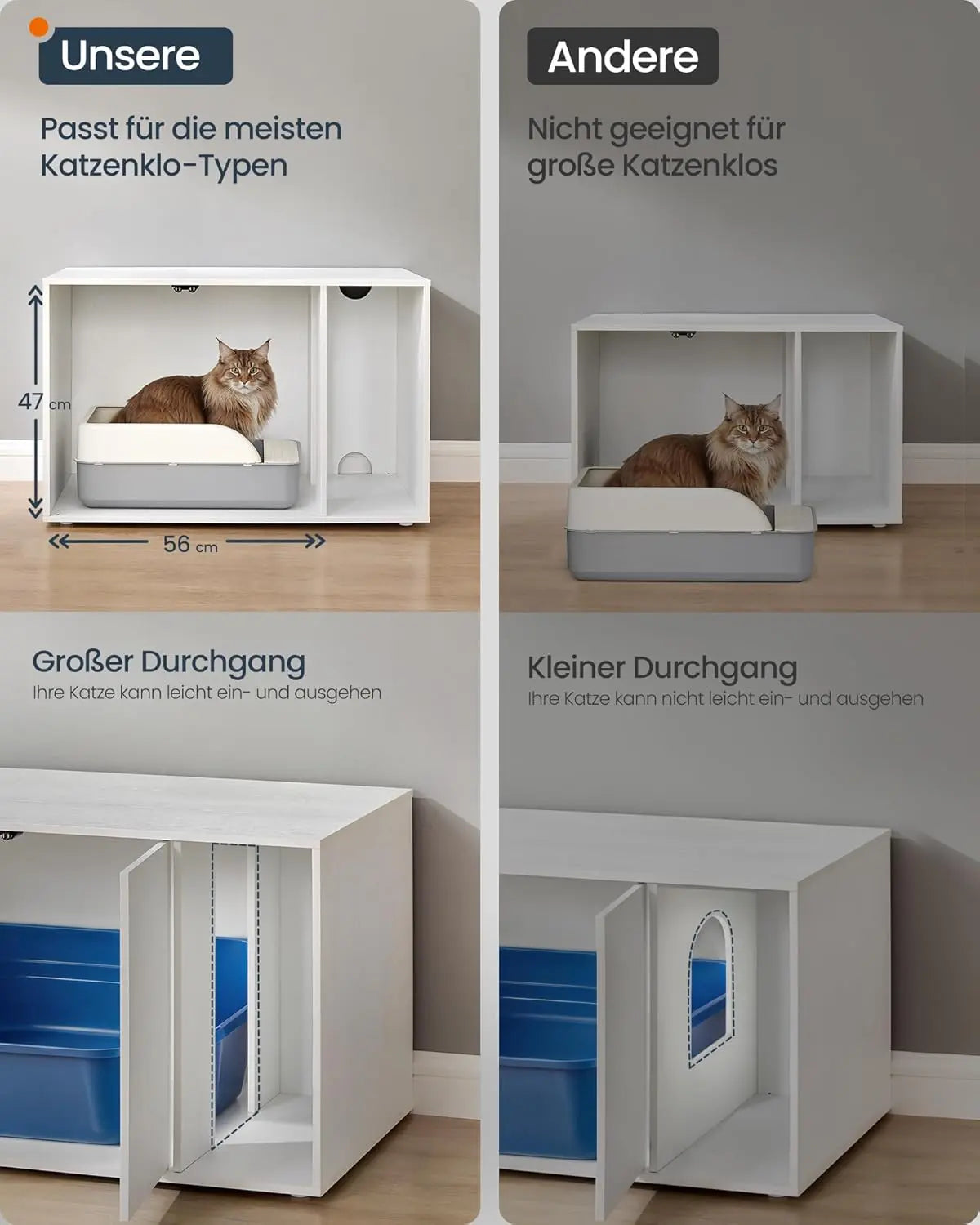 Katzenschrank Werkzeuglose Montage Minimalistisch Schneeweiss von Songmics