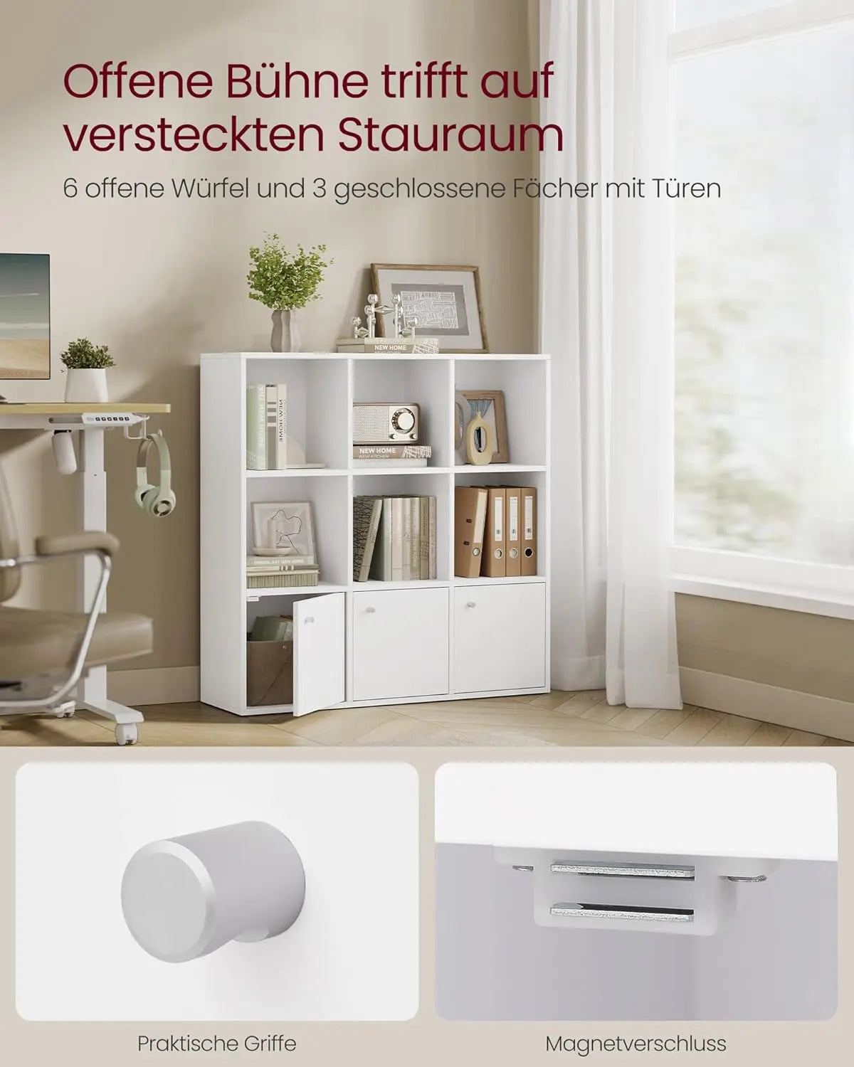 Bücherregal Offenes Regal 3 Fächer Weiss von Songmics