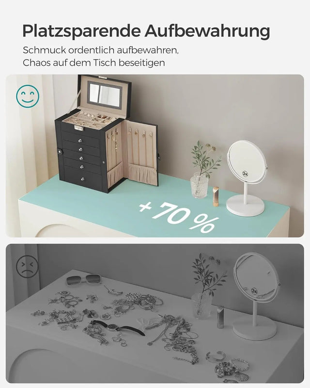 Schmuckkasten mit Klapptüren und Spiegel schwarz von Songmics