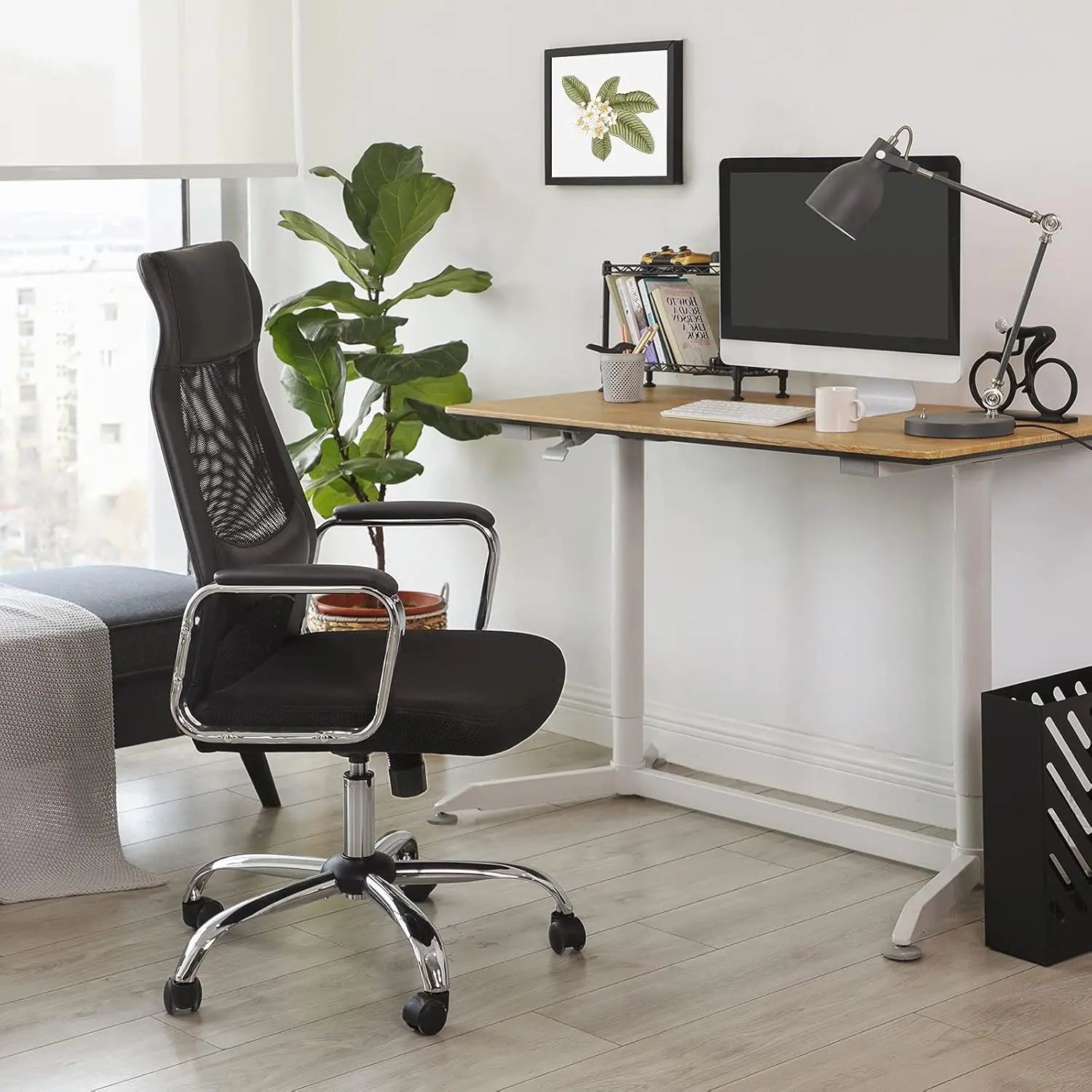 Bürostuhl Ergonomisch Höhenverstellbar Atmungsaktiv Schwarz von Songmics