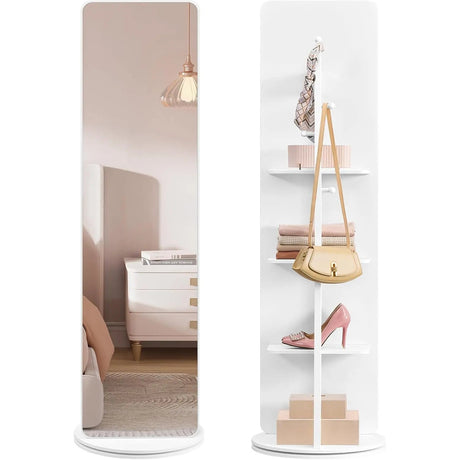 Standspiegel drehbar 163cm weiss Hartglas von Songmics