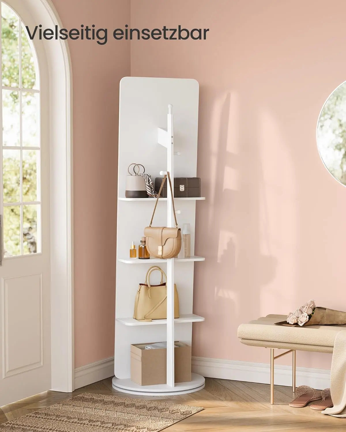 Standspiegel drehbar 163cm weiss Hartglas von Songmics