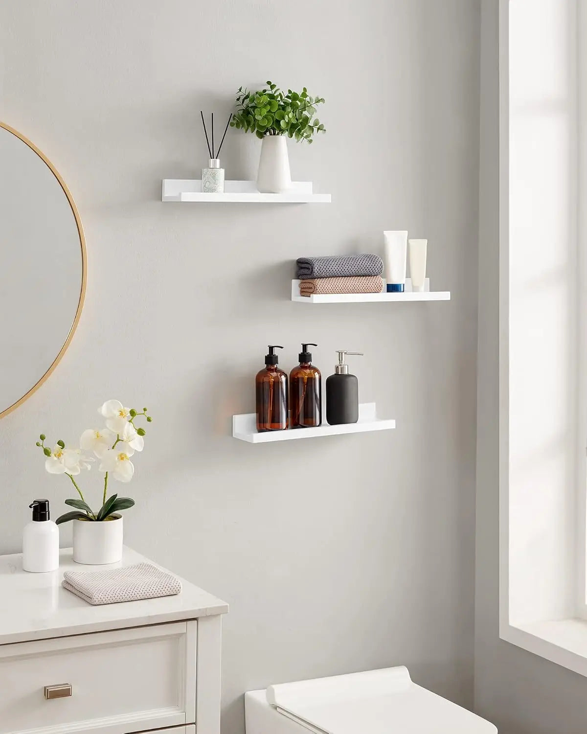 Wandregal Set für Wohnzimmer mattweiss von Songmics
