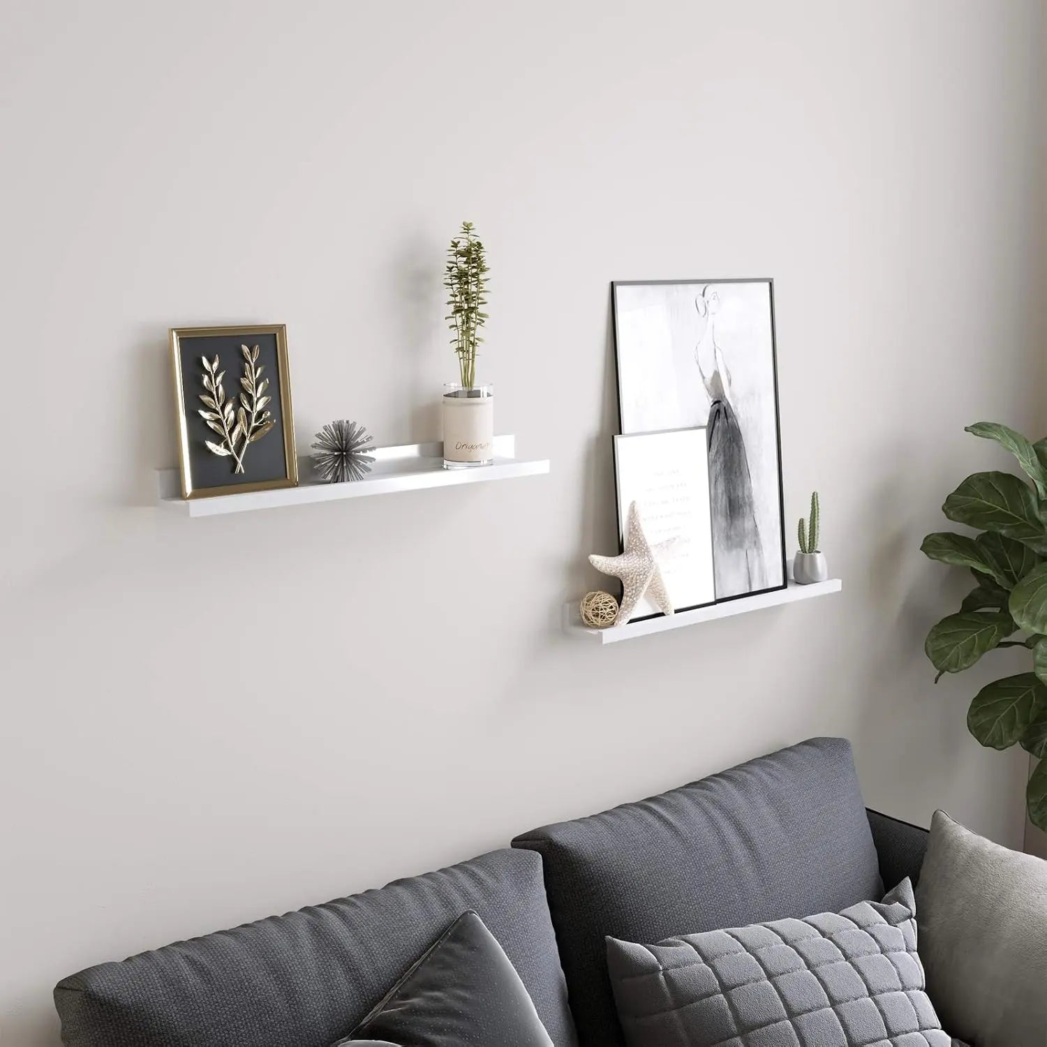 Wandregal Set für Wohnzimmer weiss von Songmics