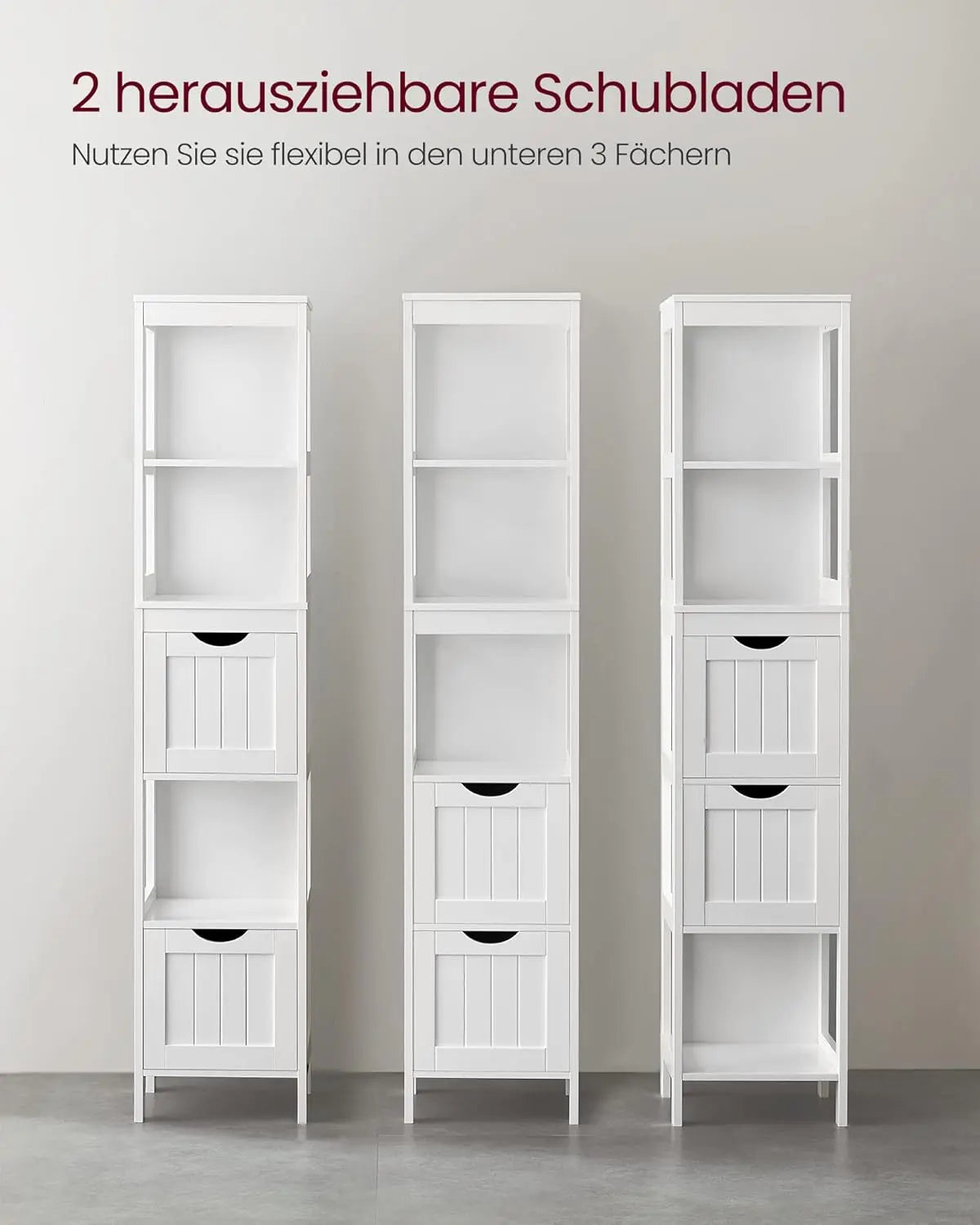 Badezimmerschrank freistehend mit Schubladen weiss von Songmics