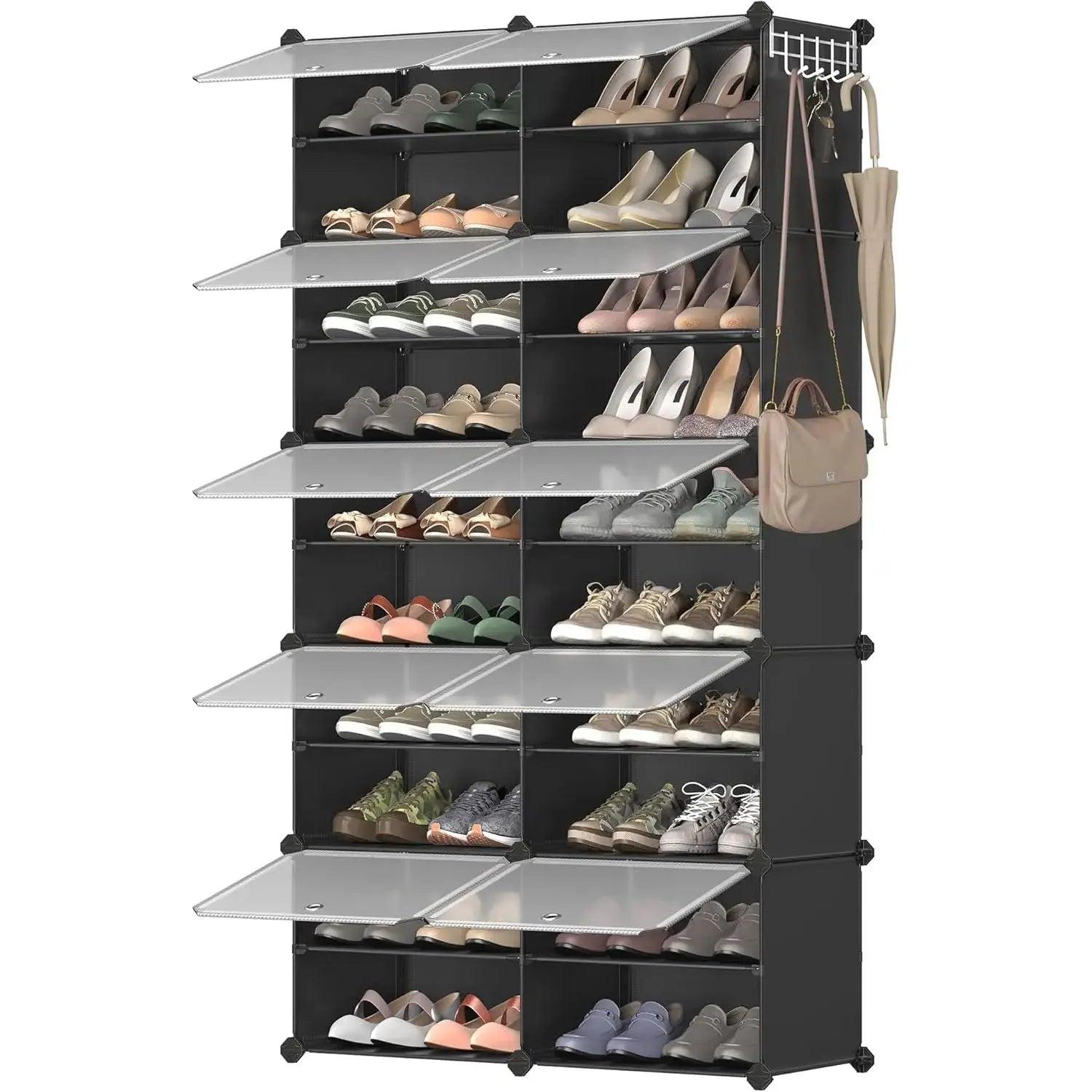 Schuhregal 40 Paar schwarz Kunststoff von Songmics