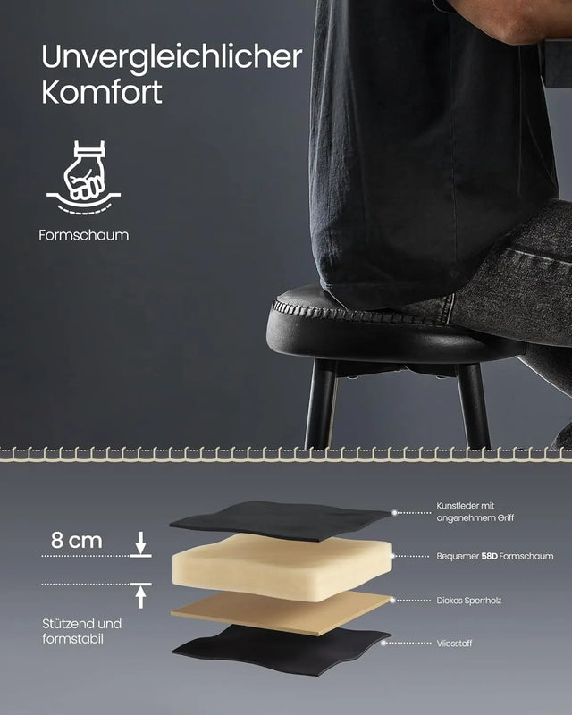 Barhocker Set Kunstleder Mid-Century Schwarz von Songmics