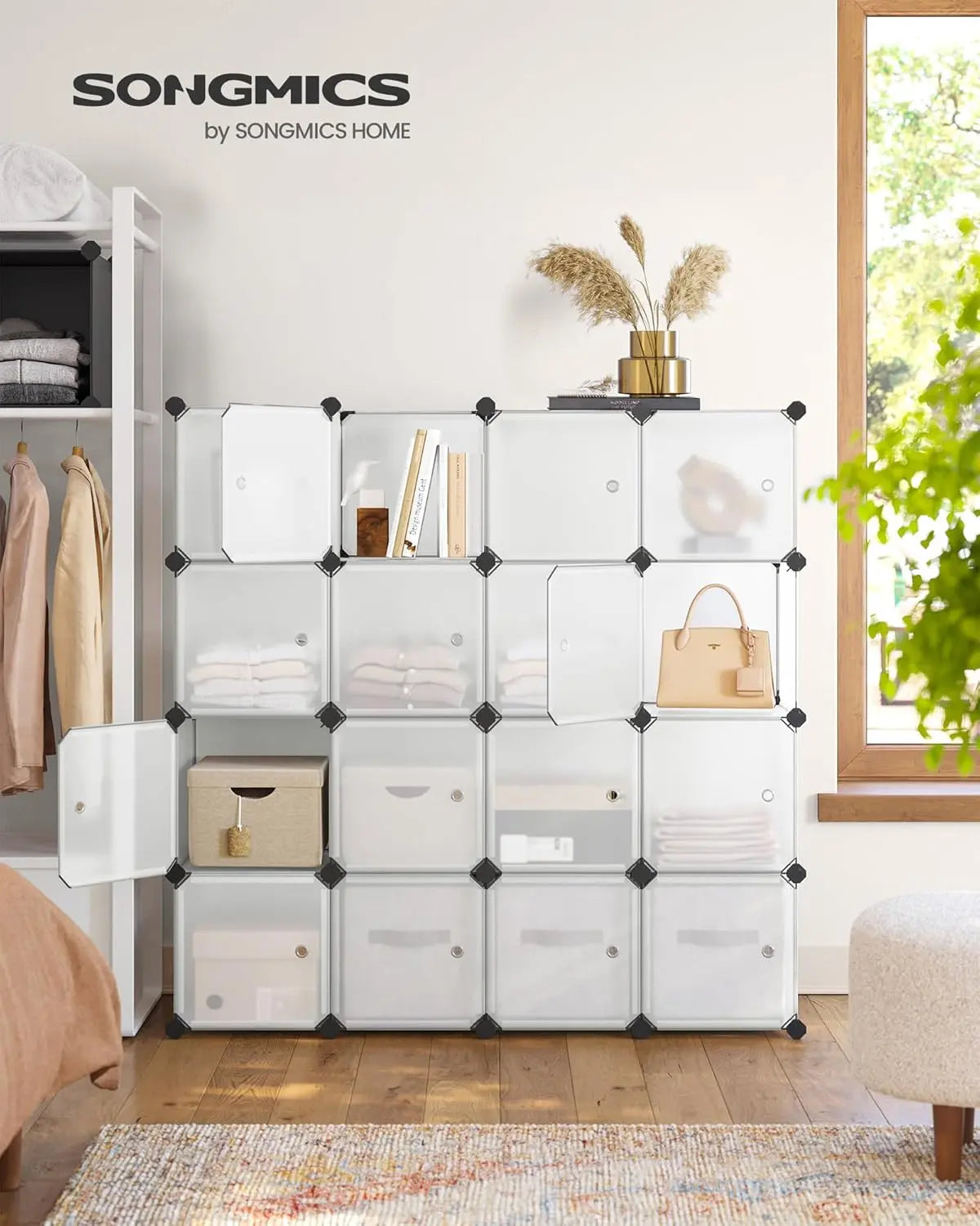 Regalsystem Steckregal Kleiderschrank Kunststoff Weiss von Songmics