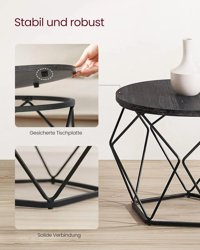 Couchtisch Set modern abnehmbar tintenschwarz von Songmics