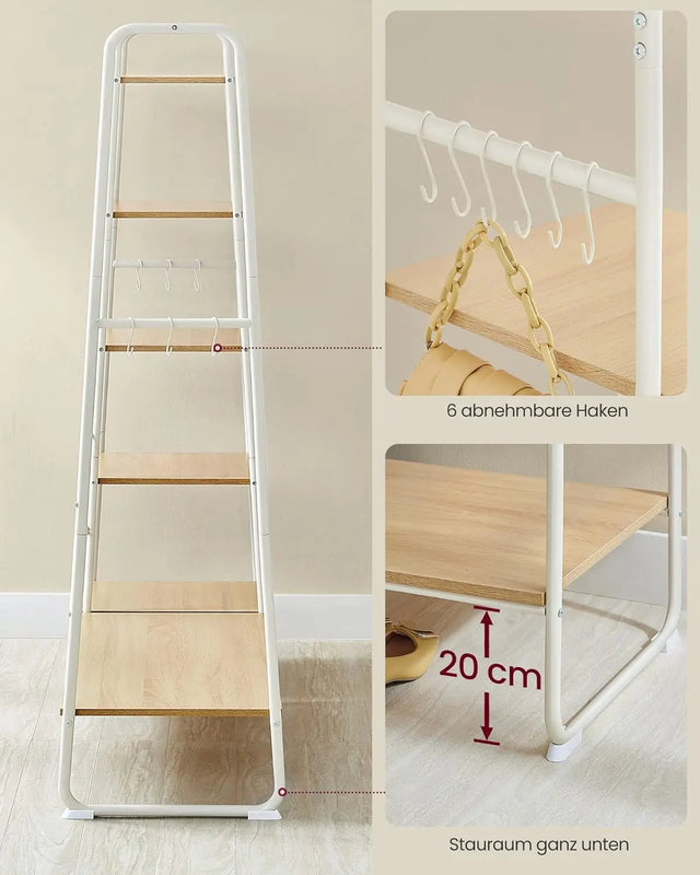 Kleiderständer mit Schuhablage Eichenfarben-Mattweiss von Songmics