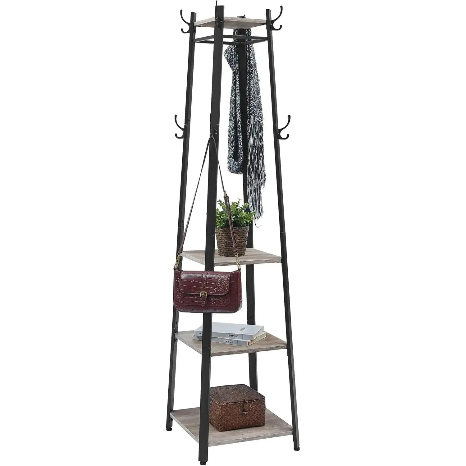 Garderobenständer 8 Haken greige Metall von Songmics
