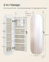 Schmuckschrank Spiegelschrank LED Beleuchtung abschliessbar Weiss von Songmics
