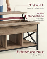 Couchtisch Höhenverstellbar Stauraum X-Streben Kamelbraun von Songmics