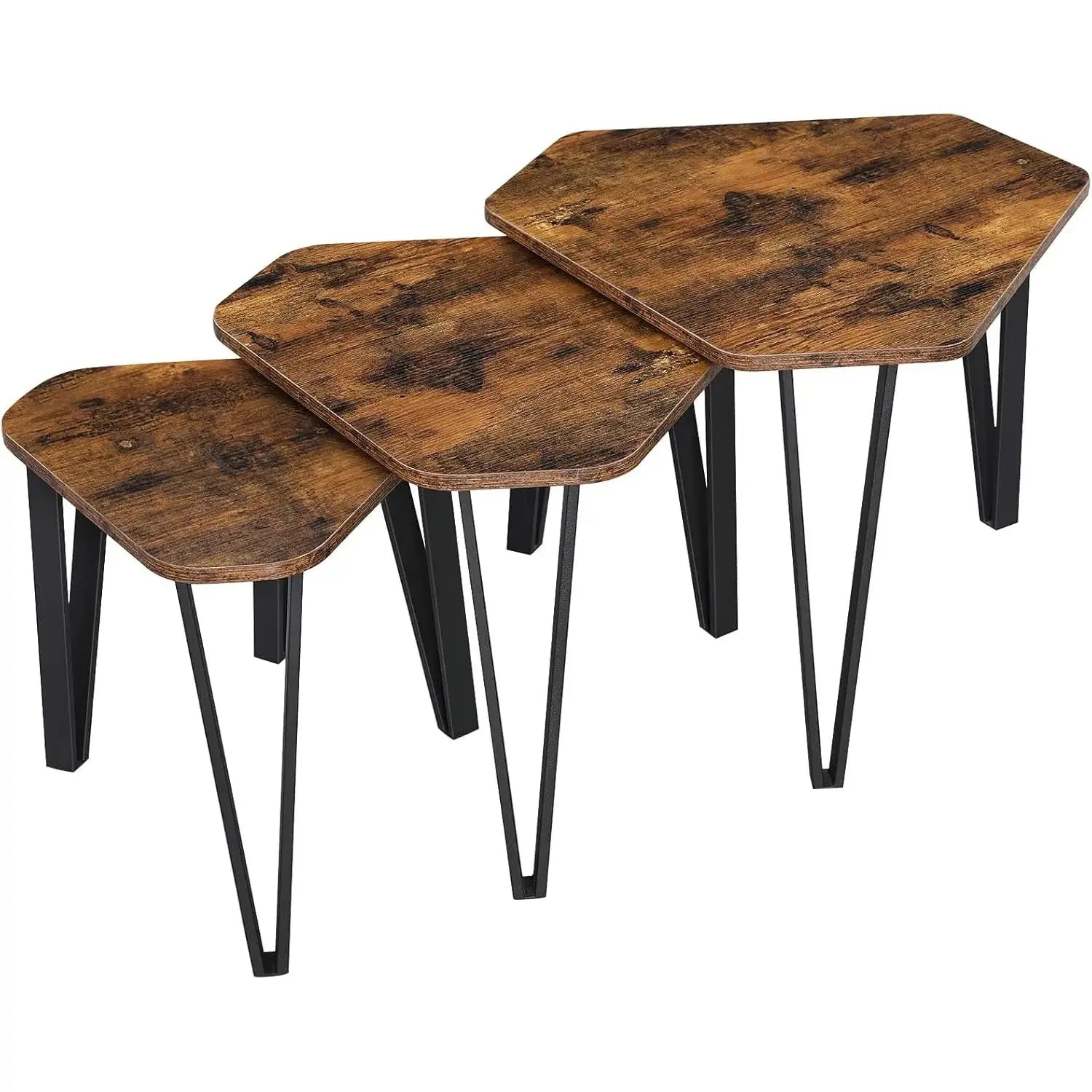 Beistelltisch Set Industrie-Design vintagebraun-schwarz von Songmics