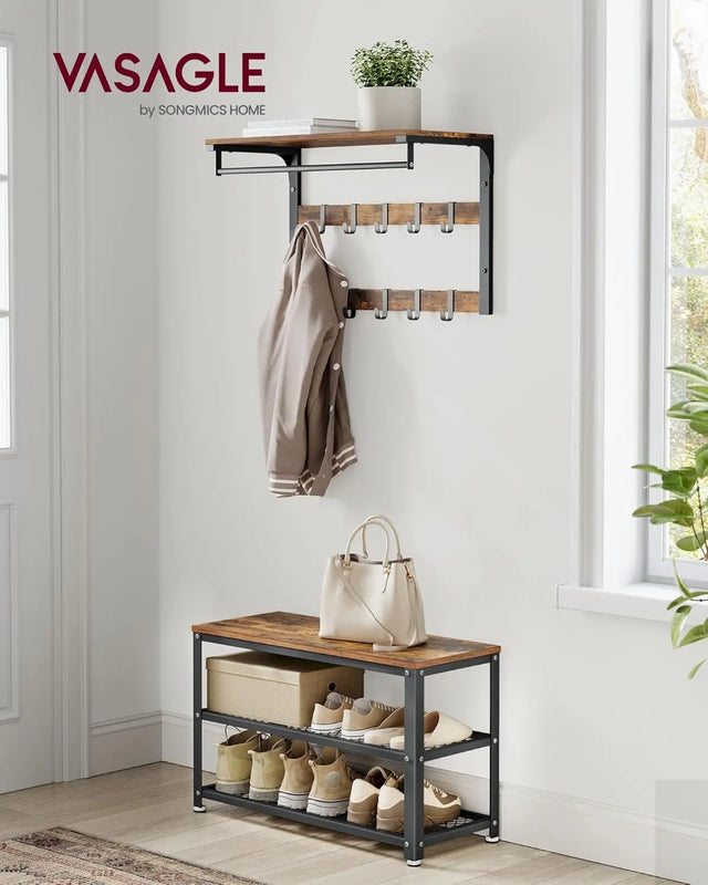 Schuhbank Metallgestell Industrie-Design vintagebraun von Songmics