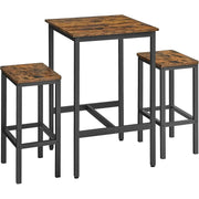 Bartisch-Set mit Barhockern, vintagebraun-tintenschwarz von Songmics