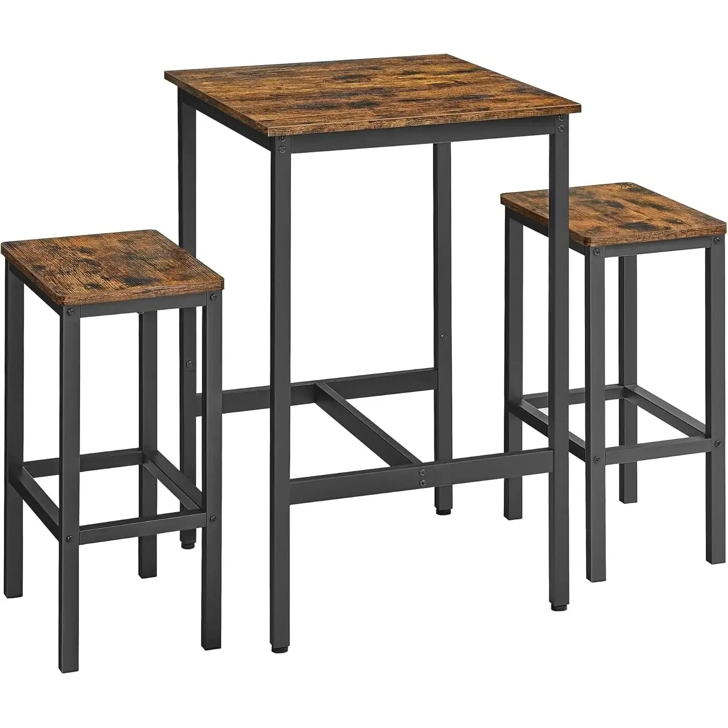 Bartisch-Set mit Barhockern, vintagebraun-tintenschwarz von Songmics