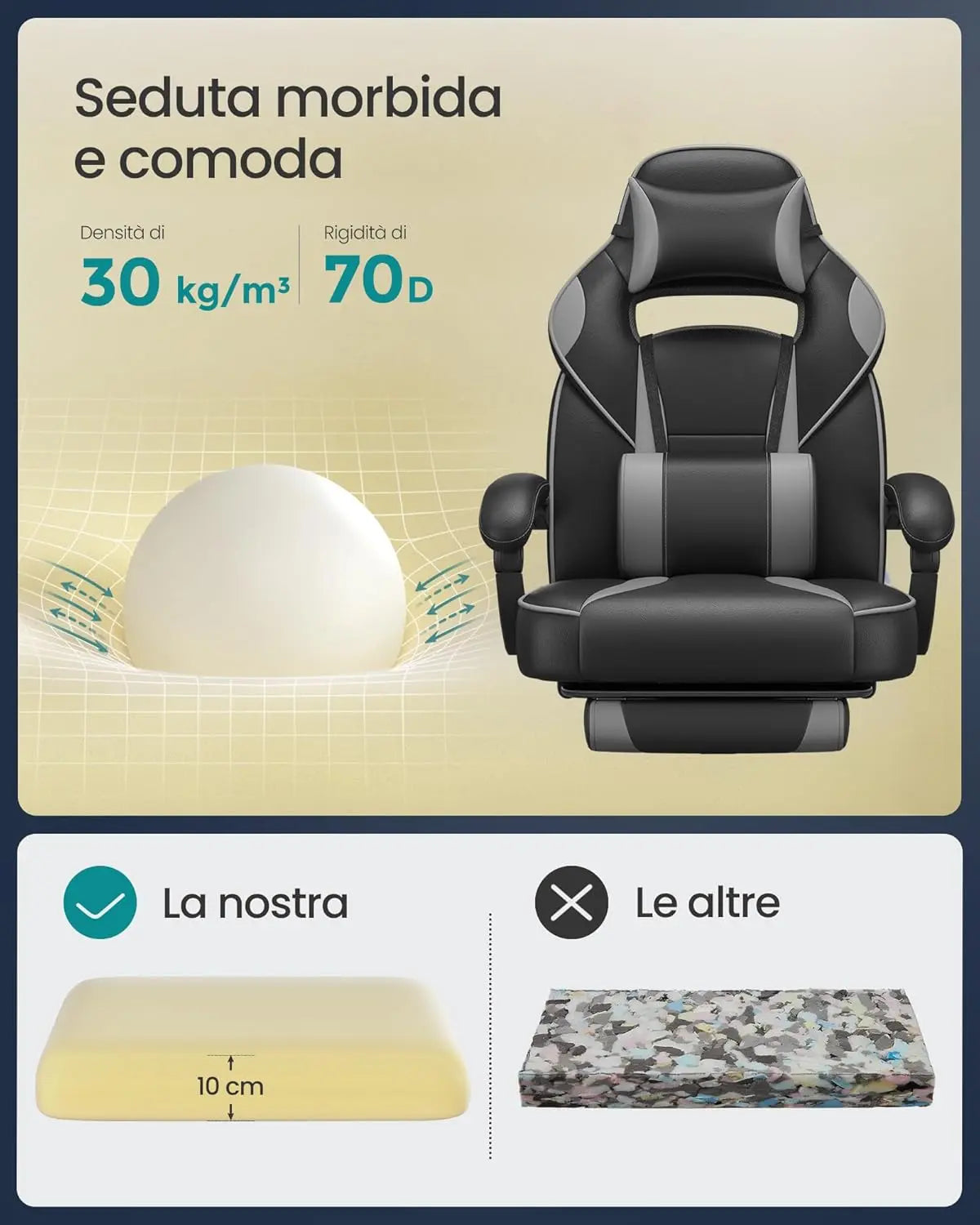 Bürostuhl Ergonomisch Höhenverstellbar Neigbar Tintenschwarz von Songmics