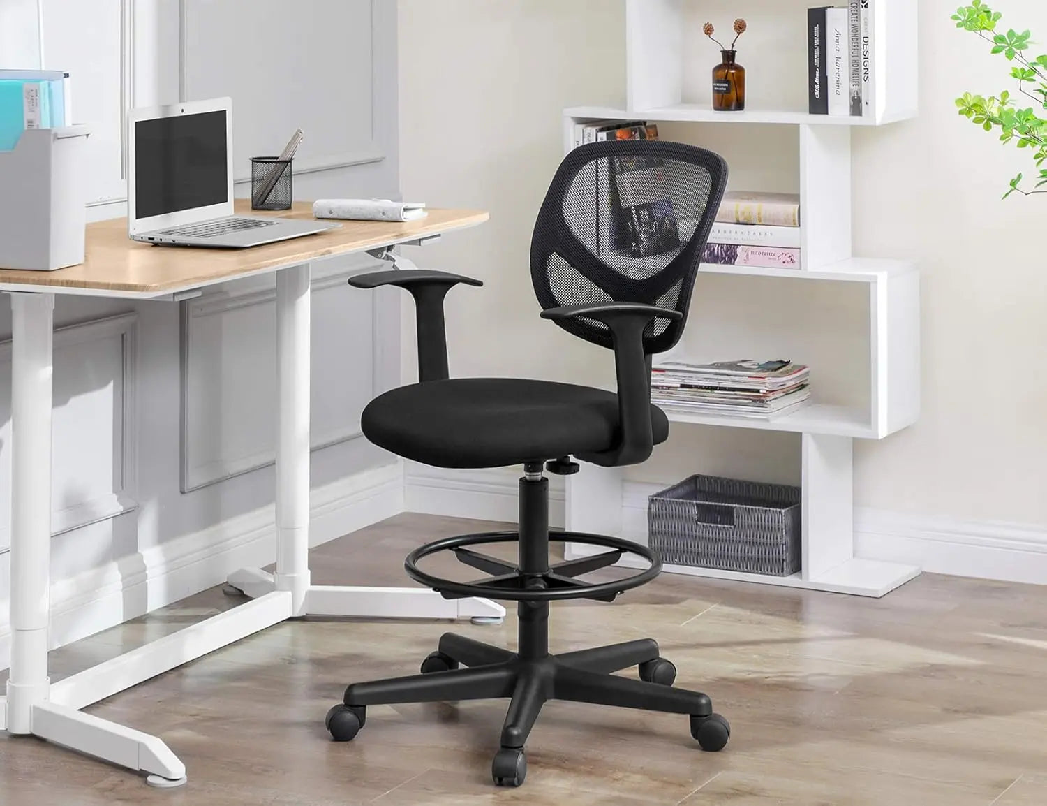 Bürostuhl Verstellbar Drehstuhl Belastbar Schwarz von Songmics