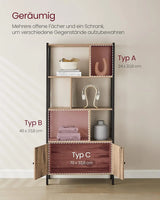 Bücherregal mit Türen Industrie-Design Stahlgestell Kamelbraun von Songmics