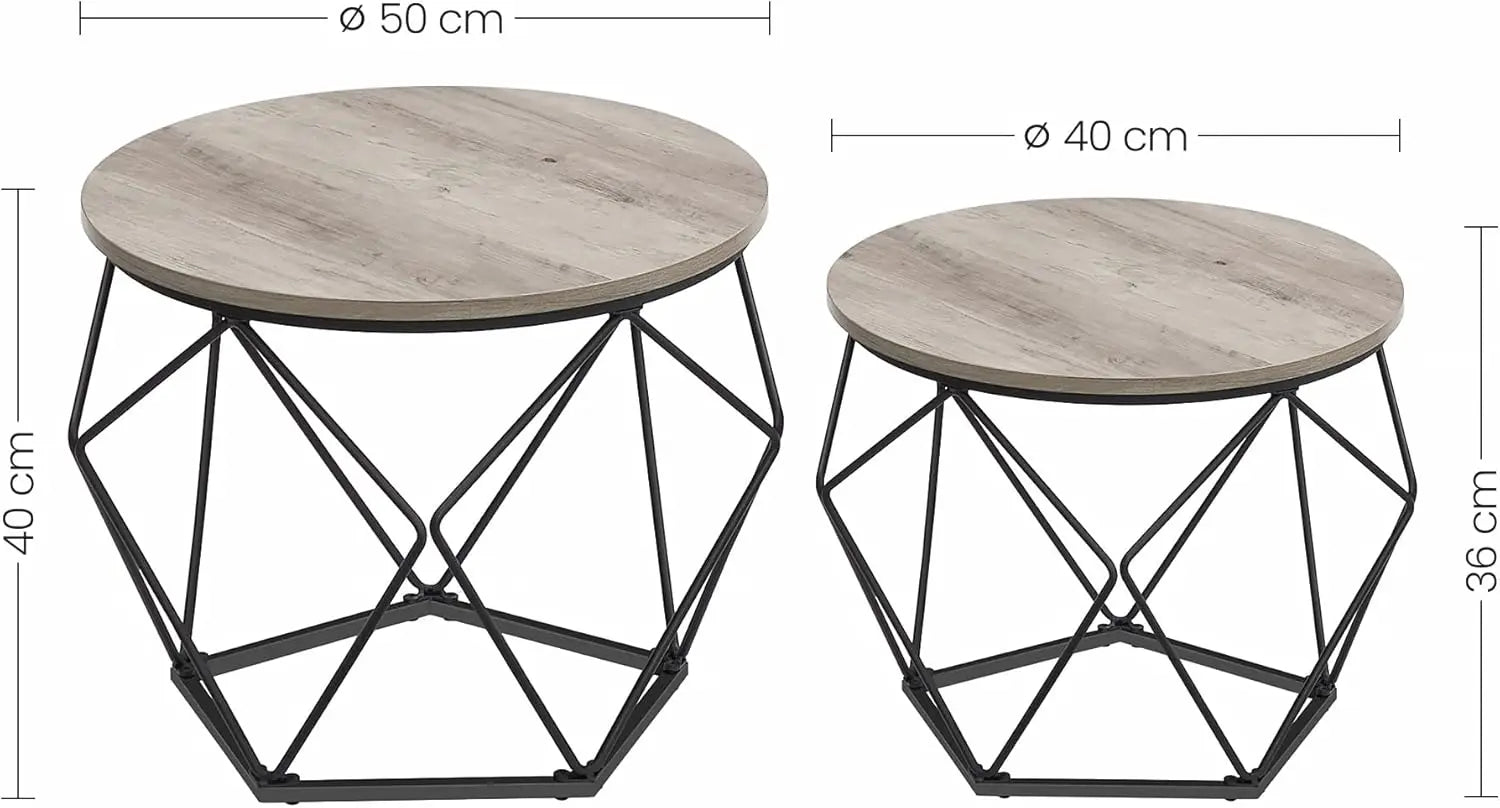 Beistelltisch-Set 2-teilig Industrial Grau Stahl von Songmics