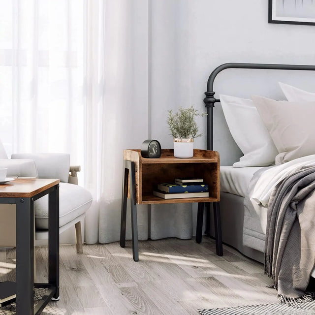 Nachttisch Industrie-Design mit Fach Vintagebraun von Songmics