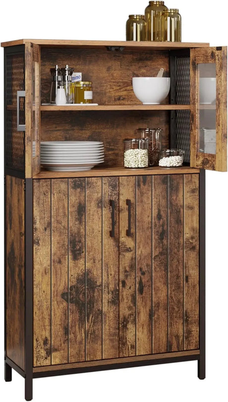 Badezimmerschrank Industriestil mit Stahlgestell Vintagebraun-Schwarz von Songmics