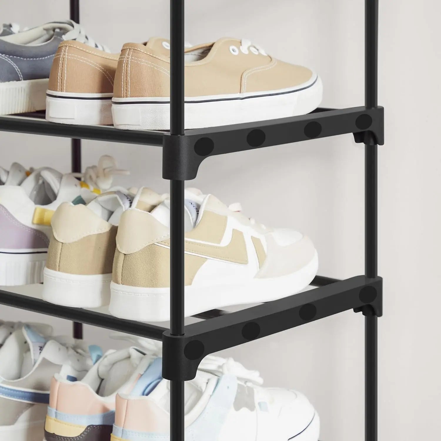 Schuhregal 10 Ebenen schmal Metall schwarz von Songmics