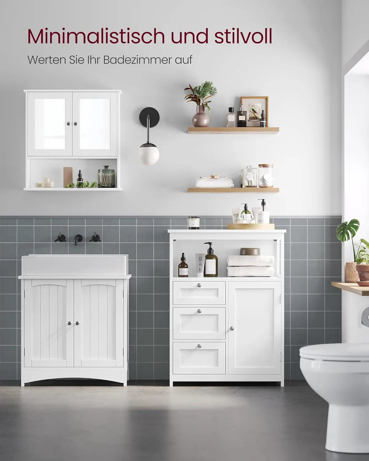 Badezimmerschrank 3 Schubladen weiss Holz von guteszeug.ch