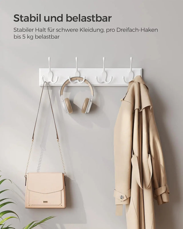 Wandgarderobe Hakenleiste Metall Flur Wolkenweiss von Songmics