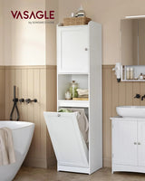 Badezimmerschrank Hoch Wäschekorb Tür Verstellbar Weiss von Songmics