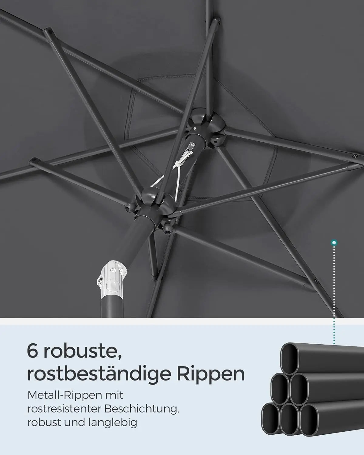 Sonnenschirm 200cm UPF50+ grau von Songmics