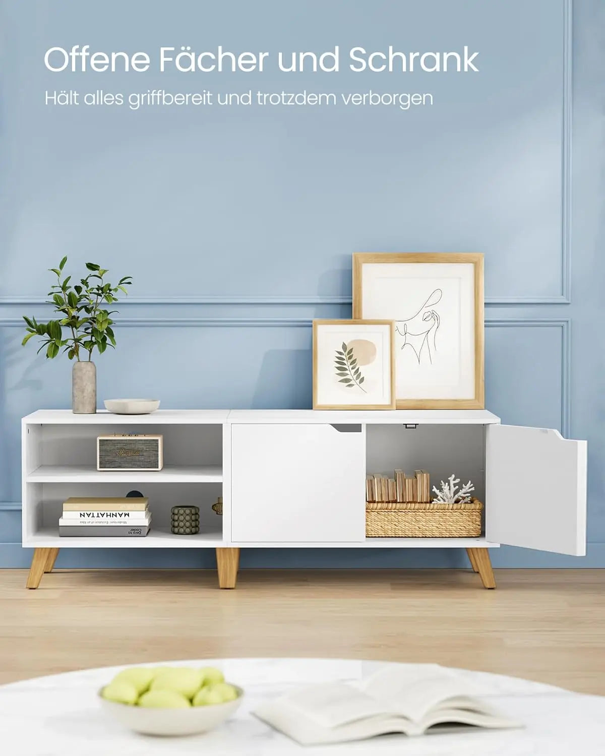 TV-Schrank mit Türen 140 cm Weiss von Songmics