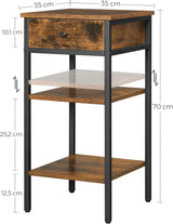Nachttisch hoch mit Schublade rustikal Braun von Songmics