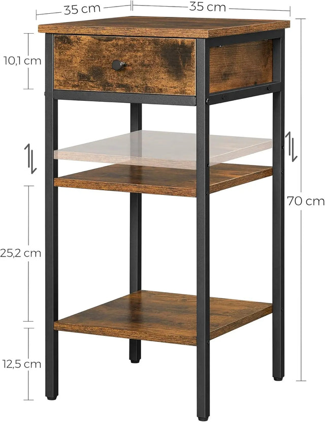 Nachttisch hoch mit Schublade rustikal Braun von Songmics
