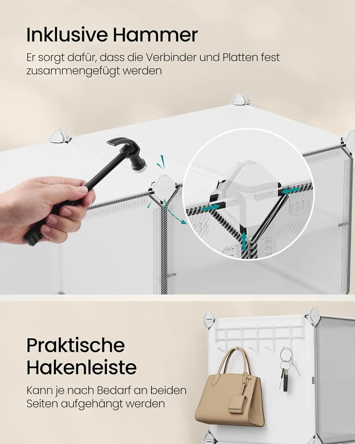 Schuhregal 40 Paar anpassbar weiss Kunststoff von Songmics