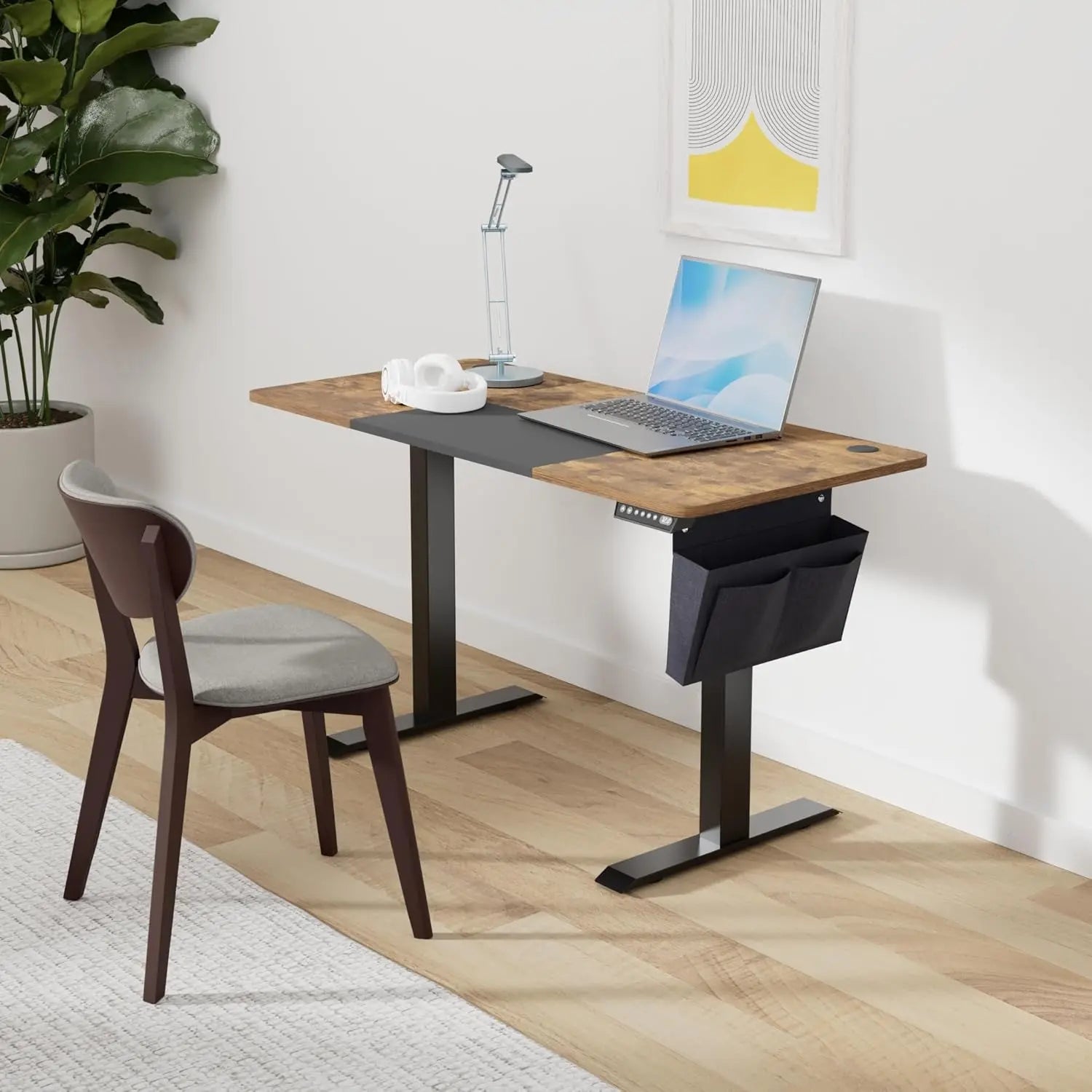 Schreibtisch elektrisch höhenverstellbar mit Memory-Funktion 120 cm vintagebraun von Songmics
