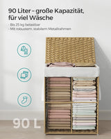 Wäschekorb Rattan 90L faltbar Natural von Songmics