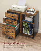 Rollcontainer Aktenschrank mit Schubladen Vintagebraun-Schwarz von Songmics