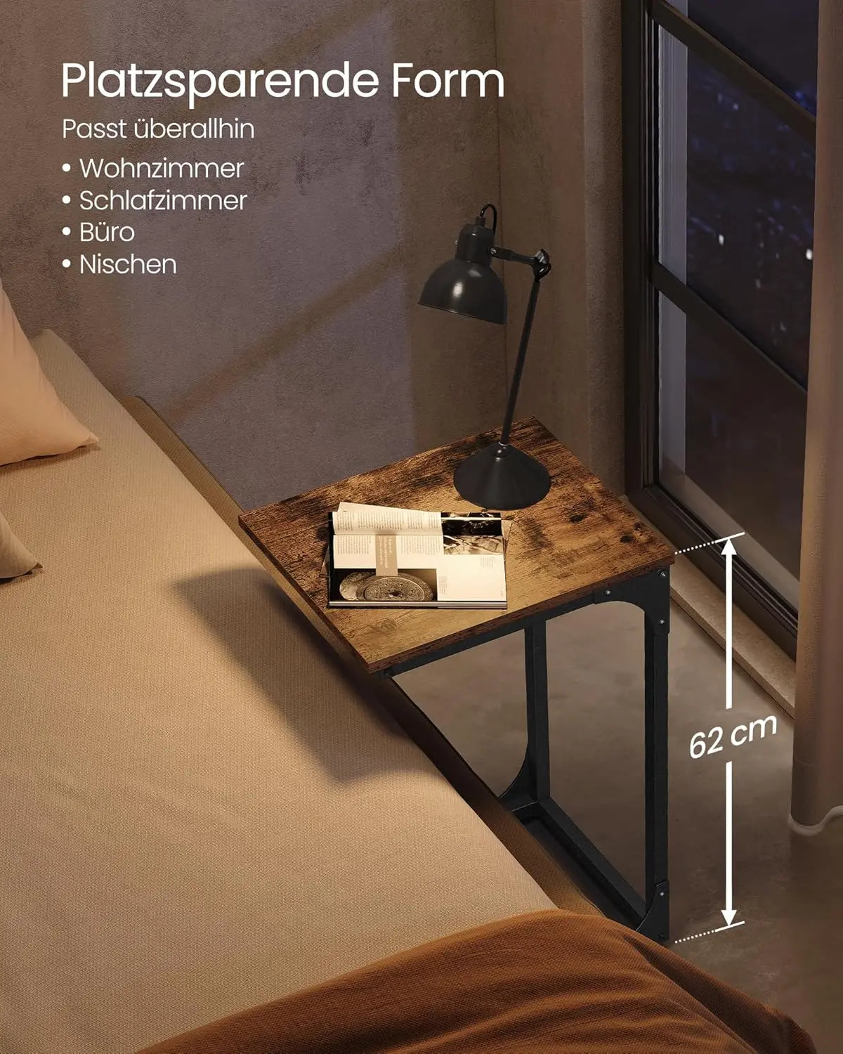 Beistelltisch C-Form Metall Vintage Braun von Songmics