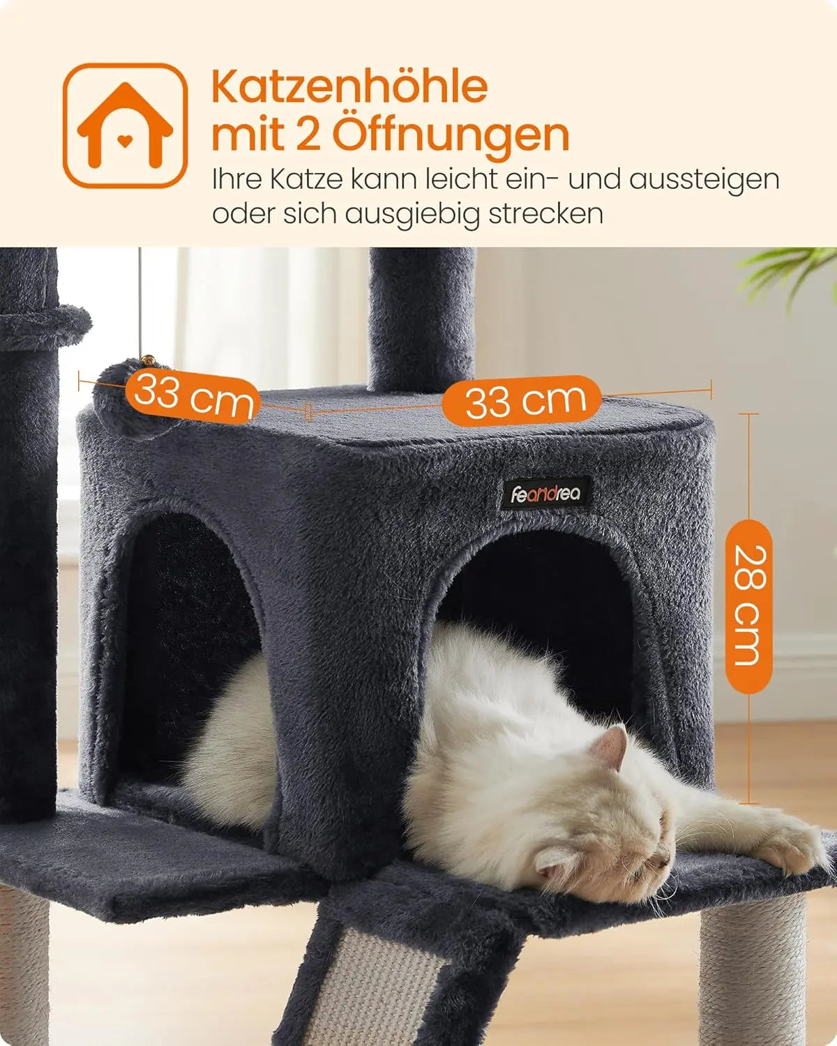 Kratzbaum Katzenbaum mit grosser Plattform rauchgrau von Songmics