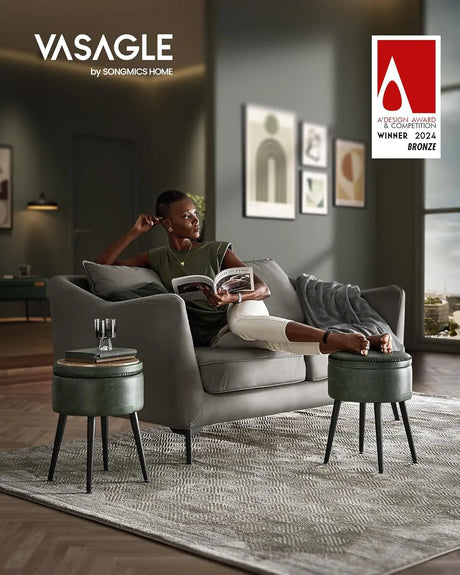 Sitzhocker mit Stauraum Kunstleder Waldgrün von Songmics