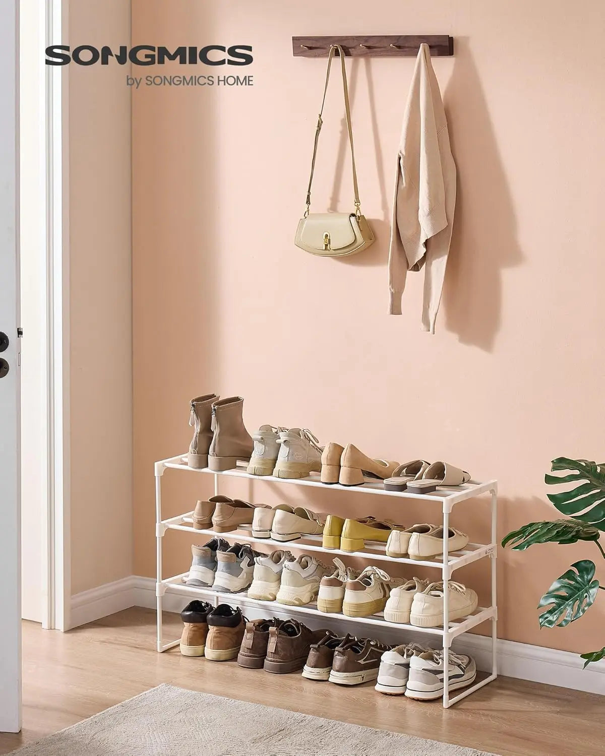 Schuhregal stapelbar 16-20 Paar perlweiss Metall von guteszeug.ch