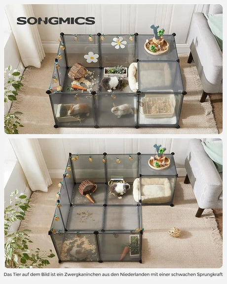 Freigehege Kunststoff für Kleintiere Grau von Songmics