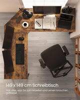 Eckschreibtisch L-förmig Computertisch Homeoffice Vintagebraun von Songmics