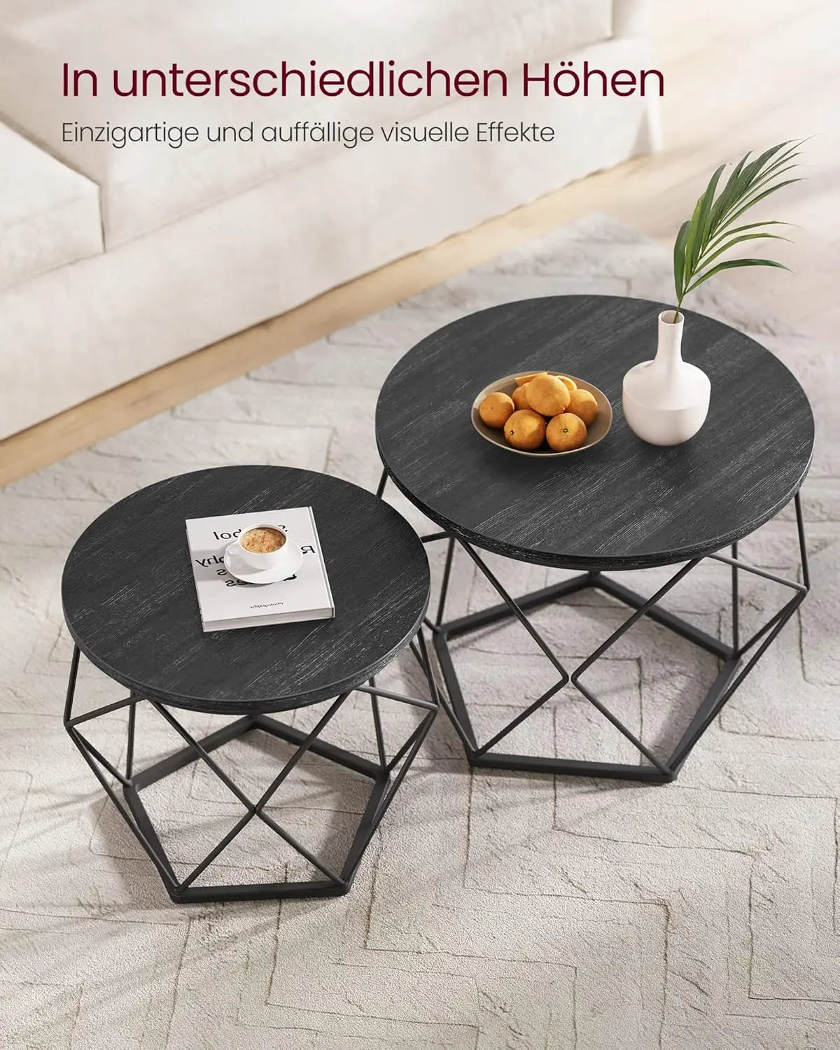 Couchtisch Set modern abnehmbar tintenschwarz von Songmics