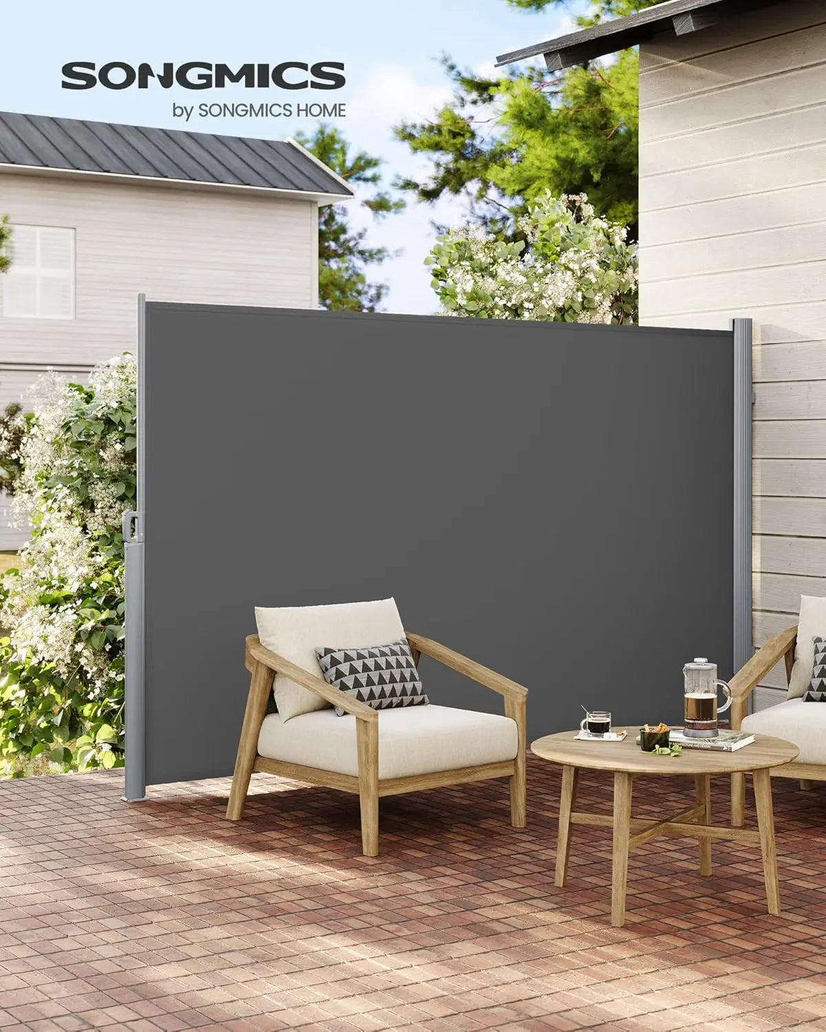Seitenmarkise ausziehbar 200x400cm Anthrazit Alu von Songmics
