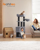 Kratzbaum mit Höhle und Hängematte hellgrau-schwarz von Songmics