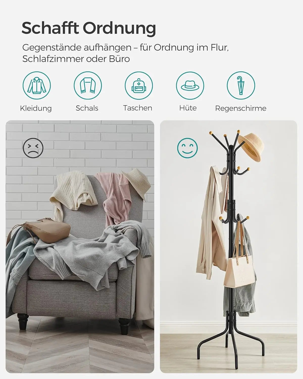 Garderobenständer Metall 12 Haken schwarz von guteszeug.ch
